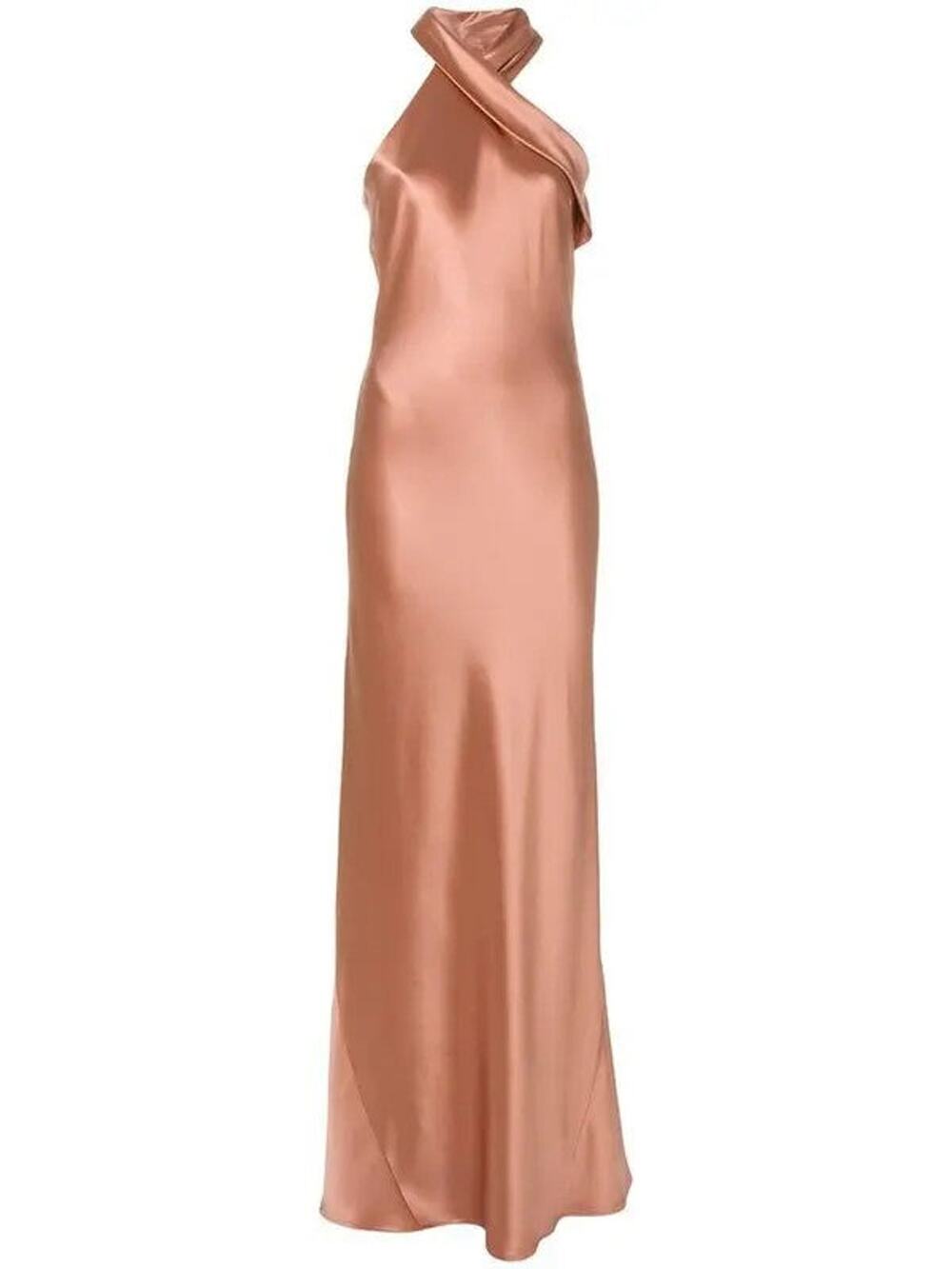Galvan Pandora Satin Halterneck Maxi Dress - M